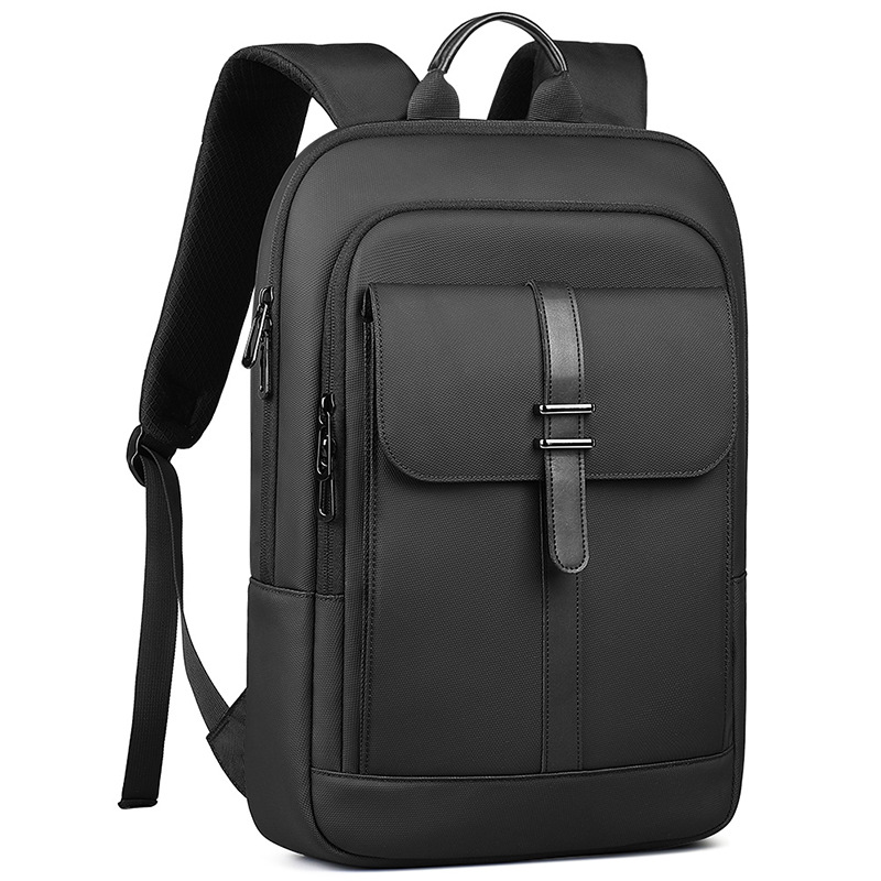 Black commuter bag with a clean, structured profile
