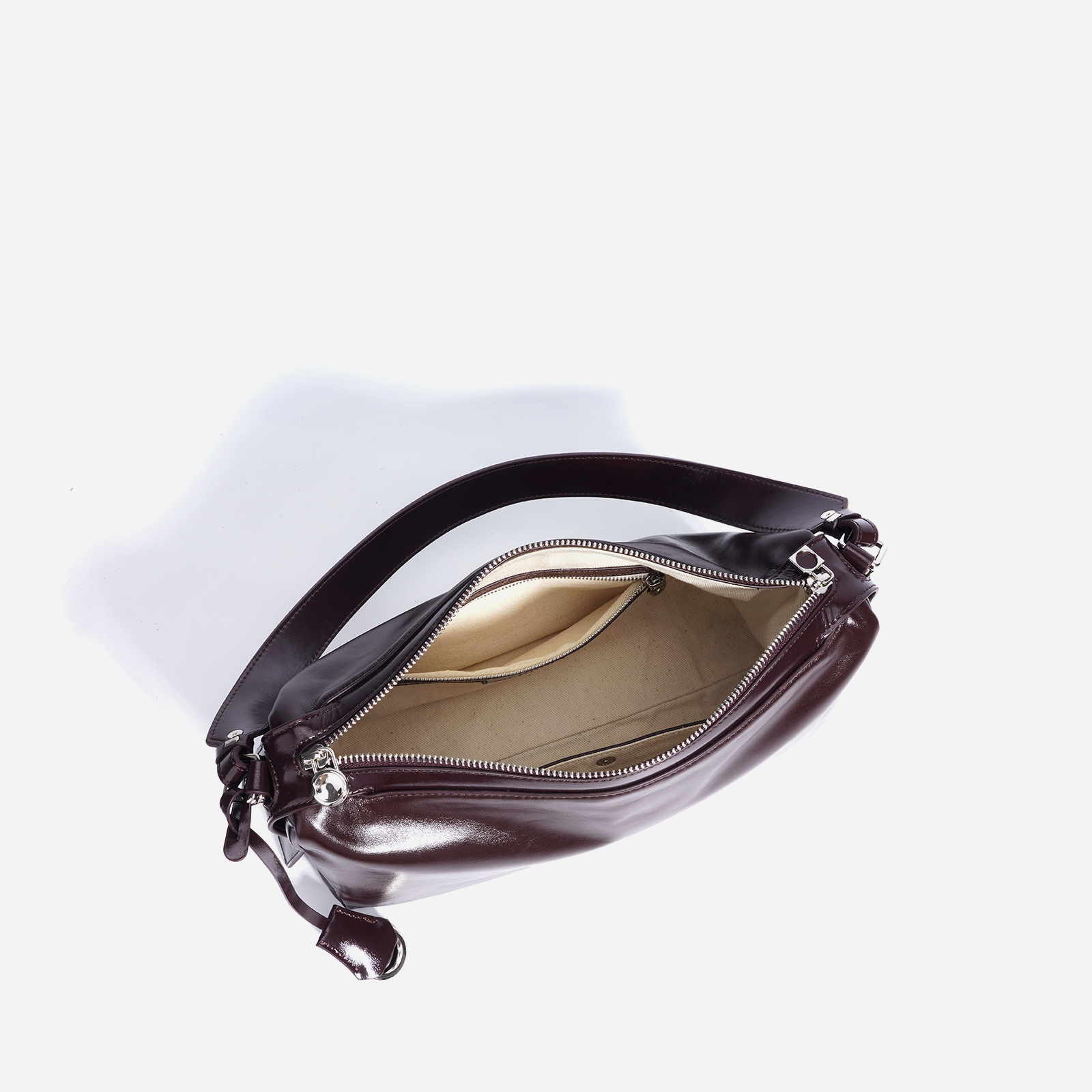 Shoulder Bag — Leather Crescent Zip — product view