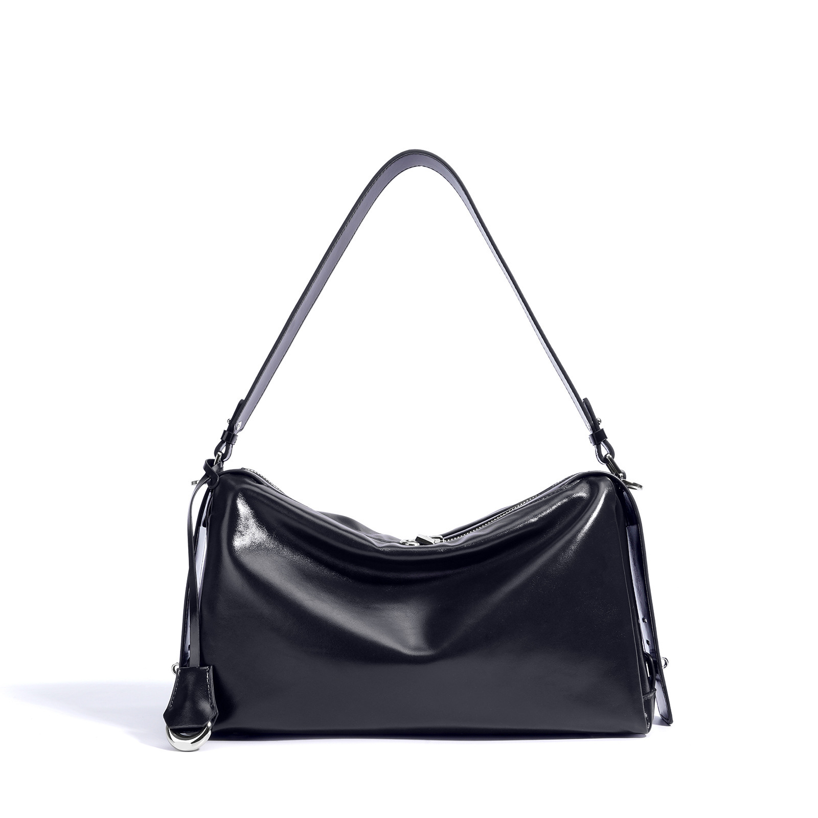Shoulder Bag — Leather Crescent Zip — product view
