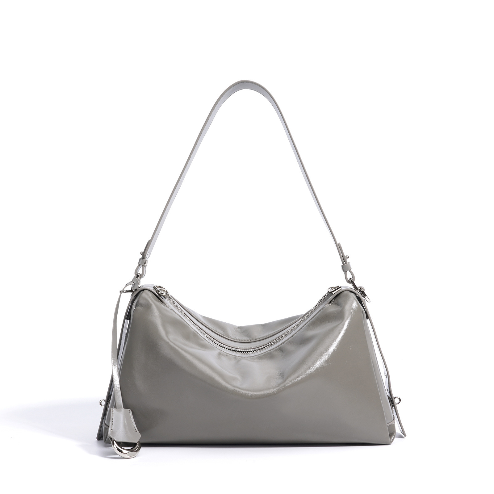 Shoulder Bag — Leather Crescent Zip — product view